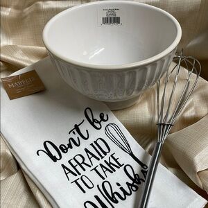 Lenox White Mixing Bowl with Whisk and Towel Set